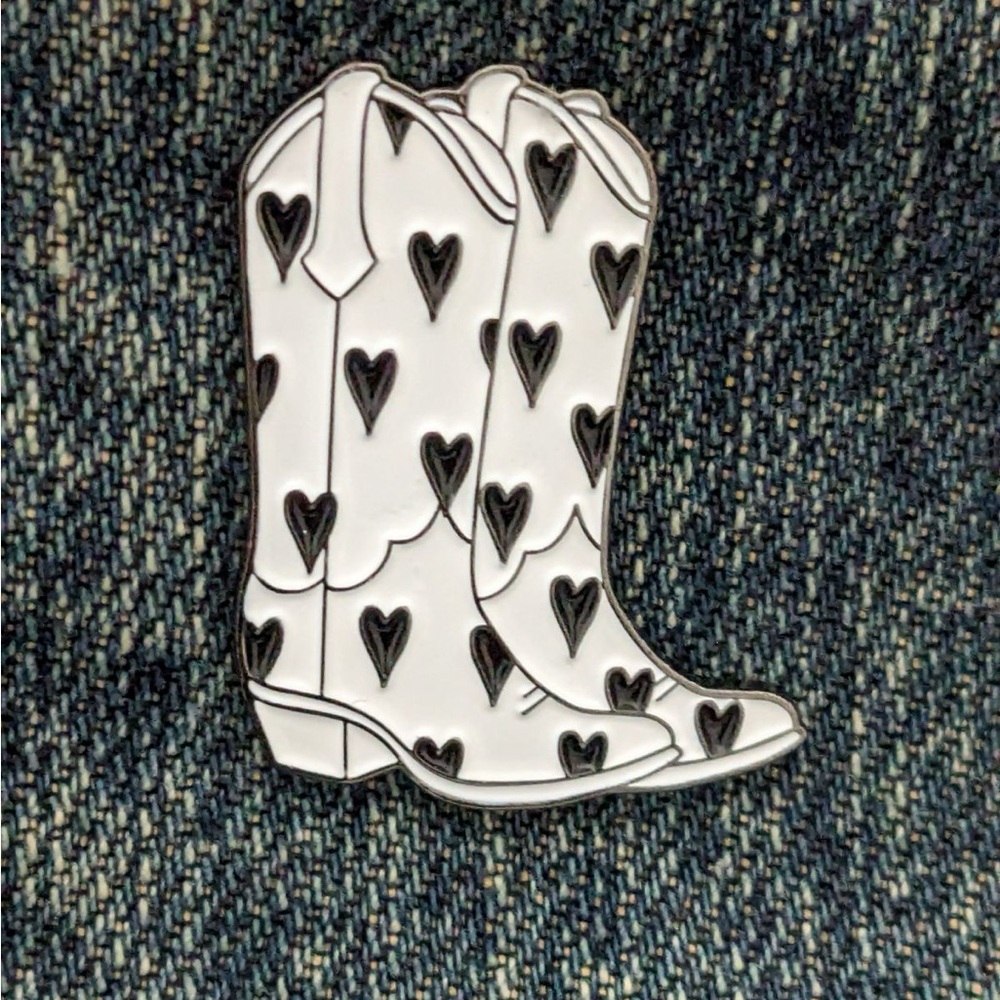 Cowboy boots enamel pins hearts on cowboy boots